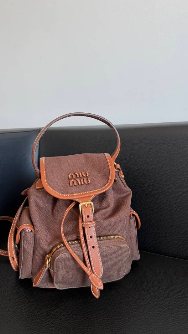 Miu Miu Zaino Canvas e Pelle