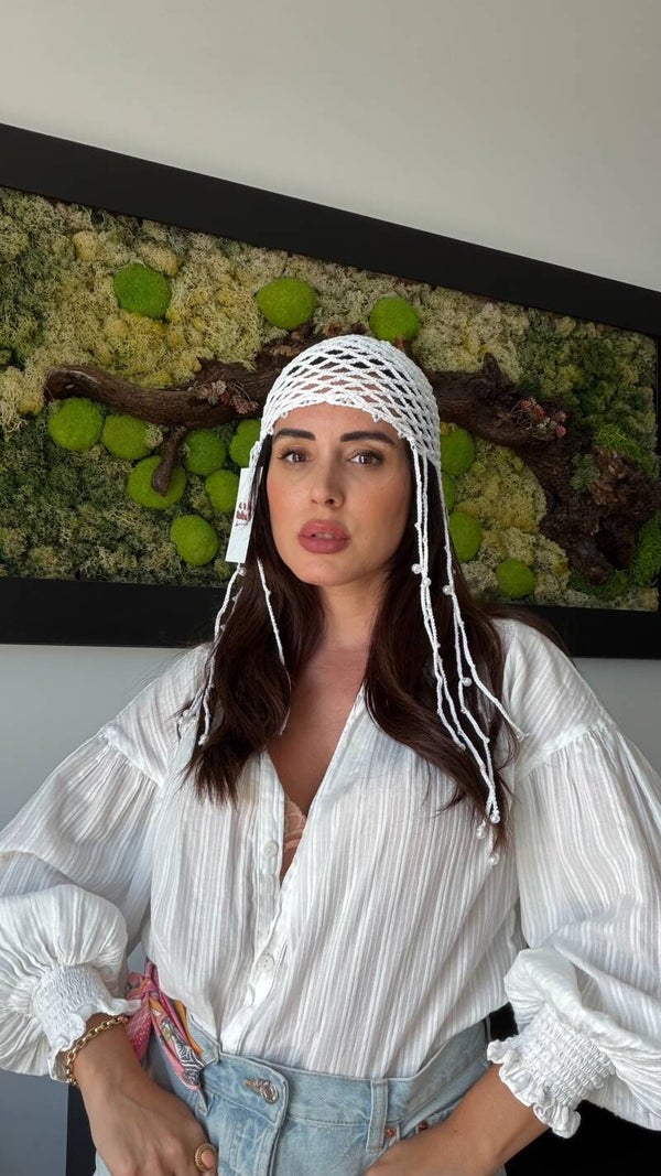 Cappello Crochet Pearl White