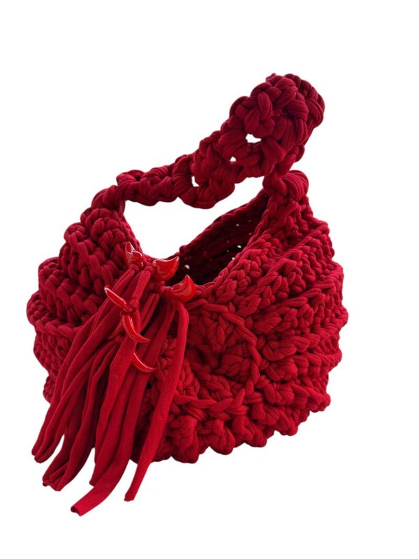 Mama Crochet Medium Shell red