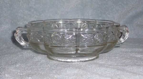 Flower Shaped Glass Bowl Candy Dish With Handles 2.5" x 8" x 6.5"