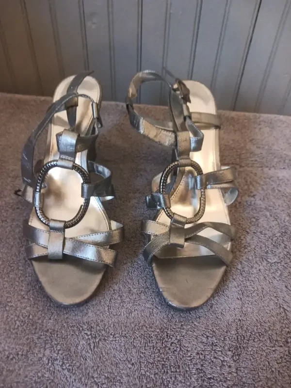 Alfani Womans Gray Shoes Size 9 Wedges 4.5" Open Toe
