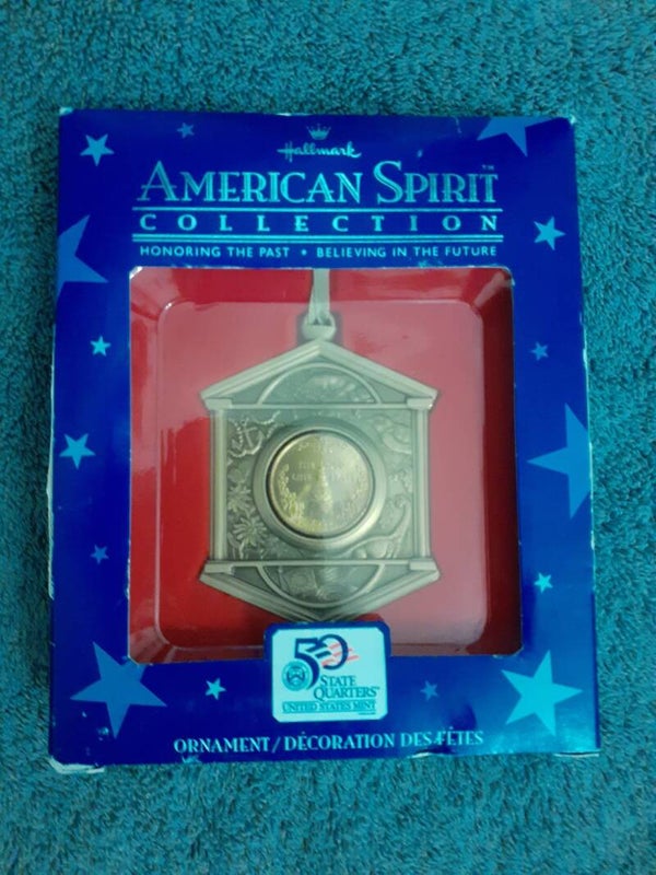 VTG 2000 HALLMARK CARDS PEWTER US MINT MARYLAND QUARTER CHRISTMAS TREE ORNAMENT