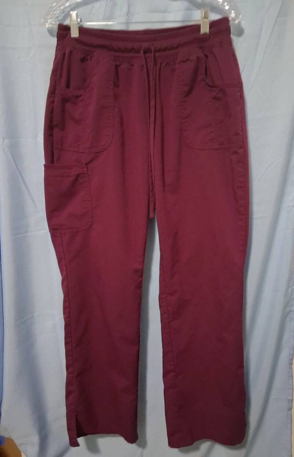 ScrubStar Womans Size Medium Burgundy Drawstring Scrub Pants 3 Pockets