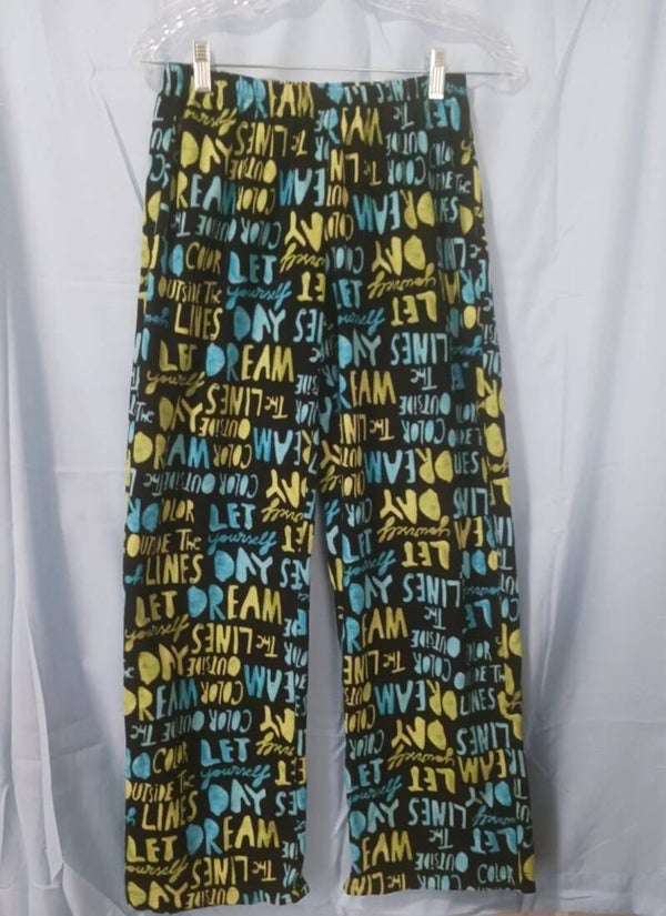 HUE Womans Small Pajama Pants Green & Yellow Plush Bottoms