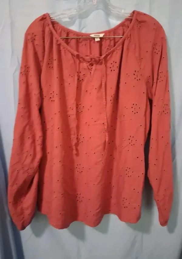 Sonoma Womans Large Floral Embroidered Peasant Style Long Sleeve Blouse