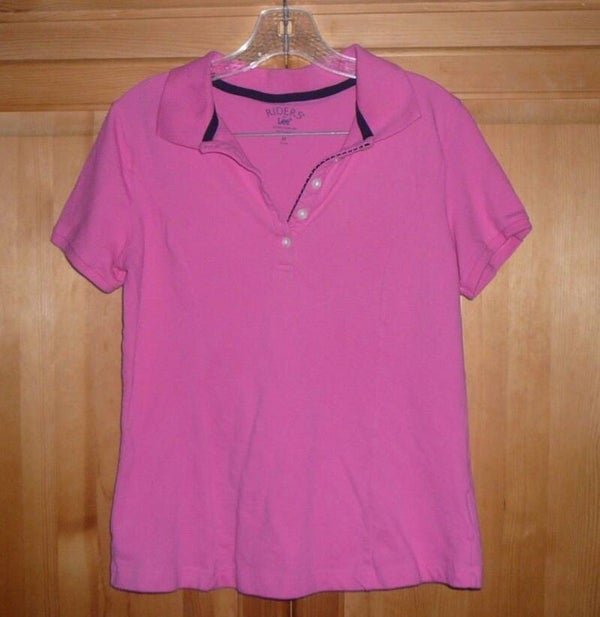 Riders by Lee Womans Top Medium Slimming Stretch Pink Polo Shirt