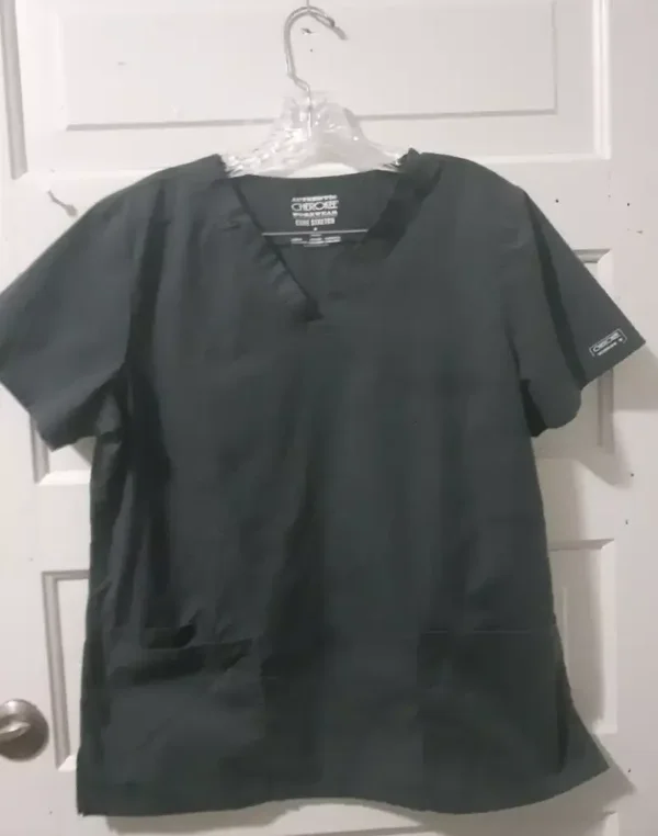 Cherokee Workwear Originals Women's V-Neck Medium Scrub Top Charcoal Gray