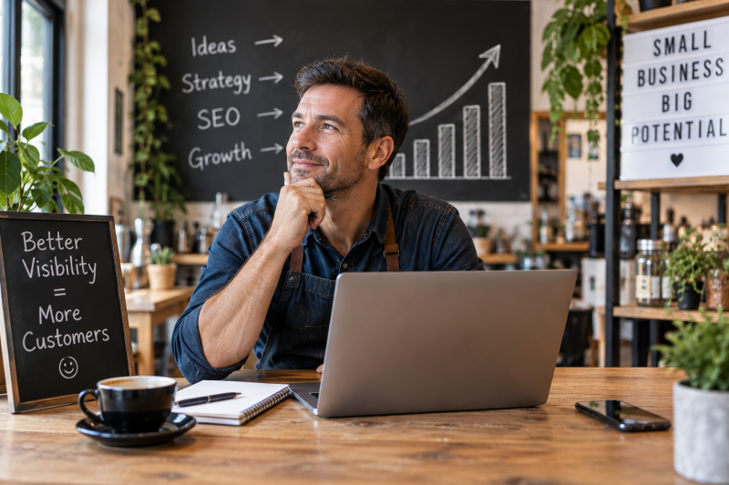 Australian small-business owner considering SEO investment and online visibility for their business.