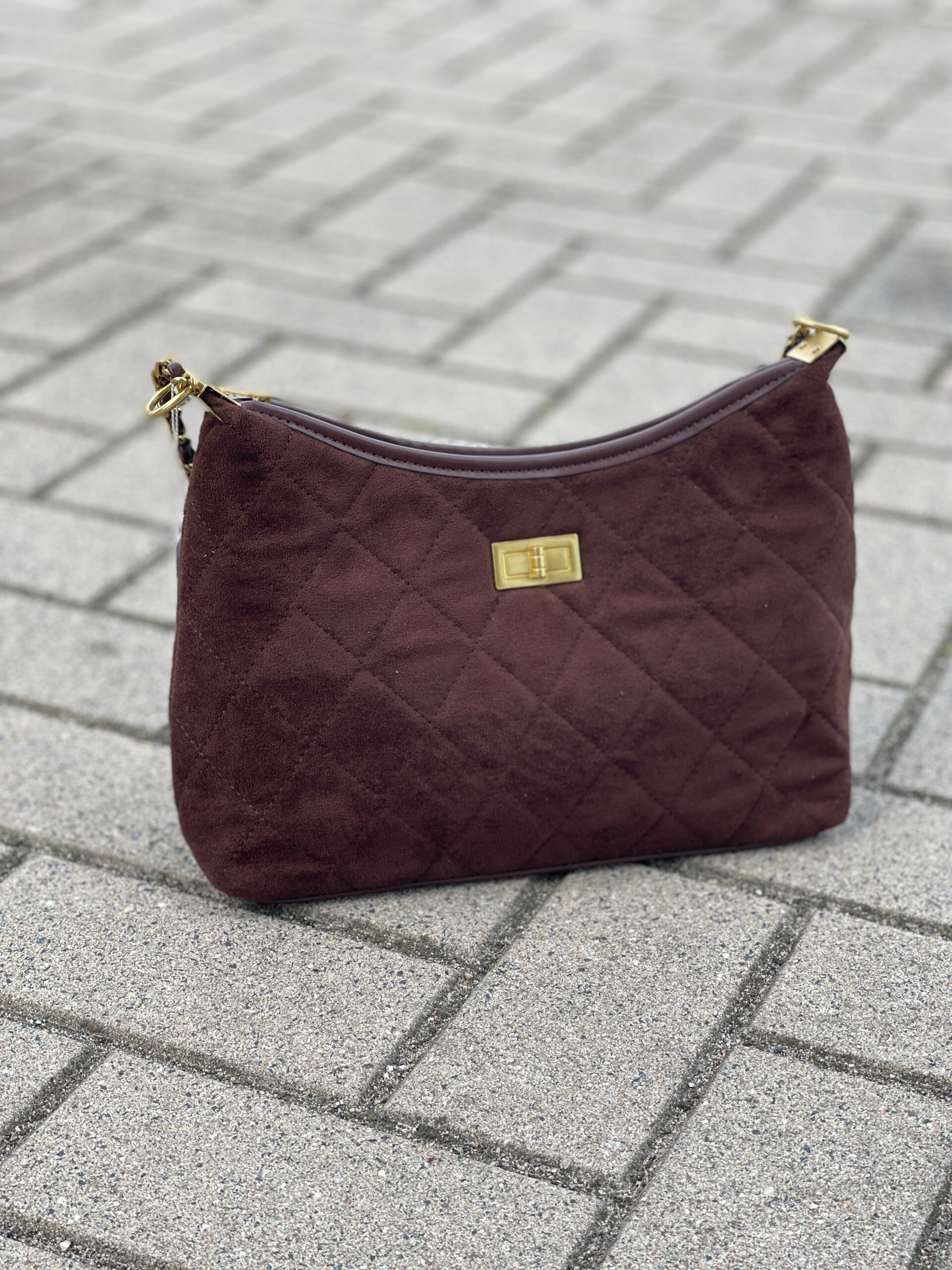 Quilted schoudertas - bruin