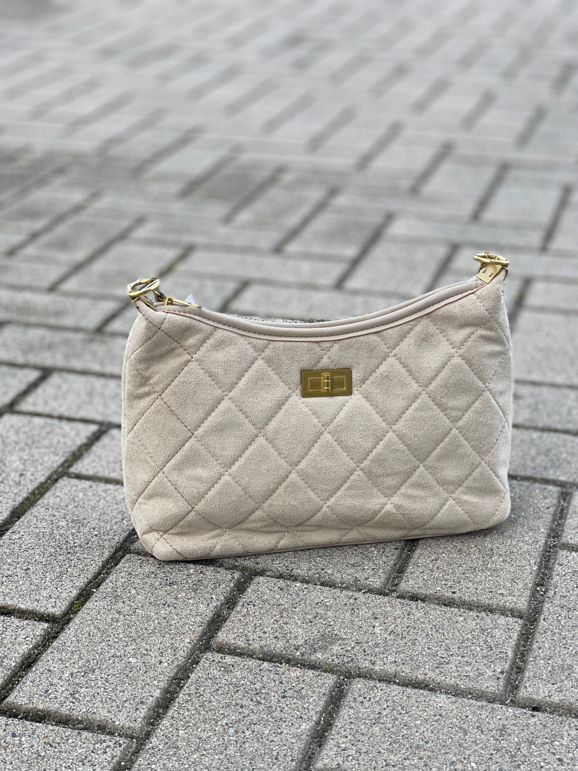 Quilted schoudertas - Beige