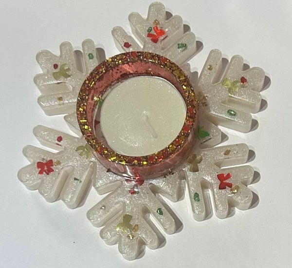 Porte-bougie Flocon en Résine