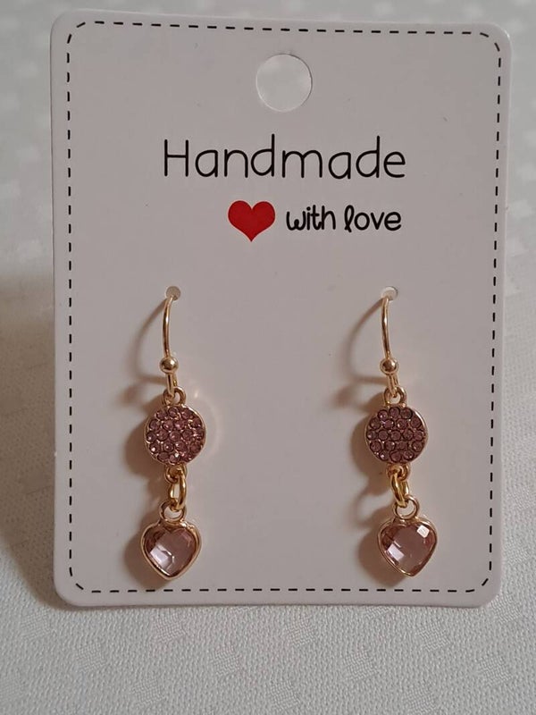 Strass roze met facet hart