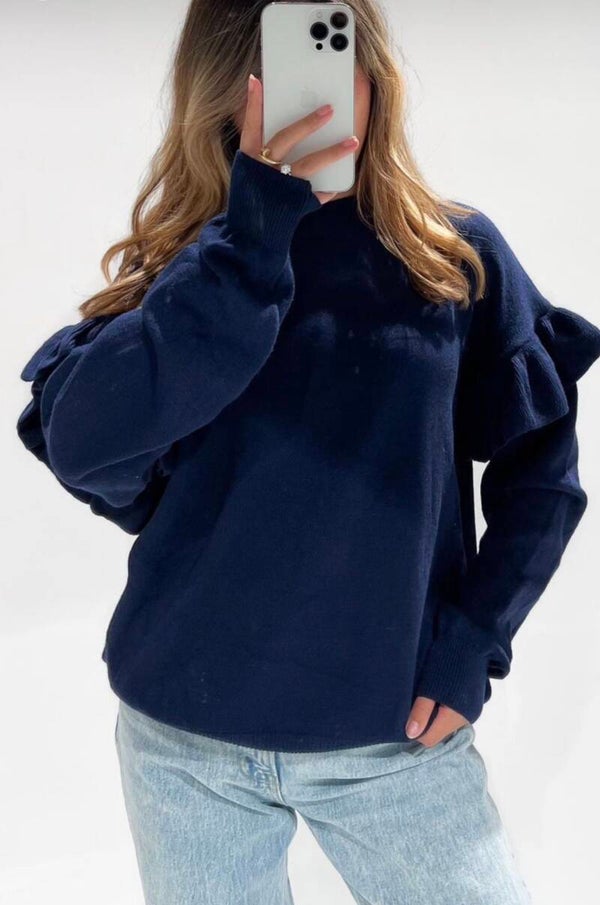 Bella ruffel sweater ★ navy