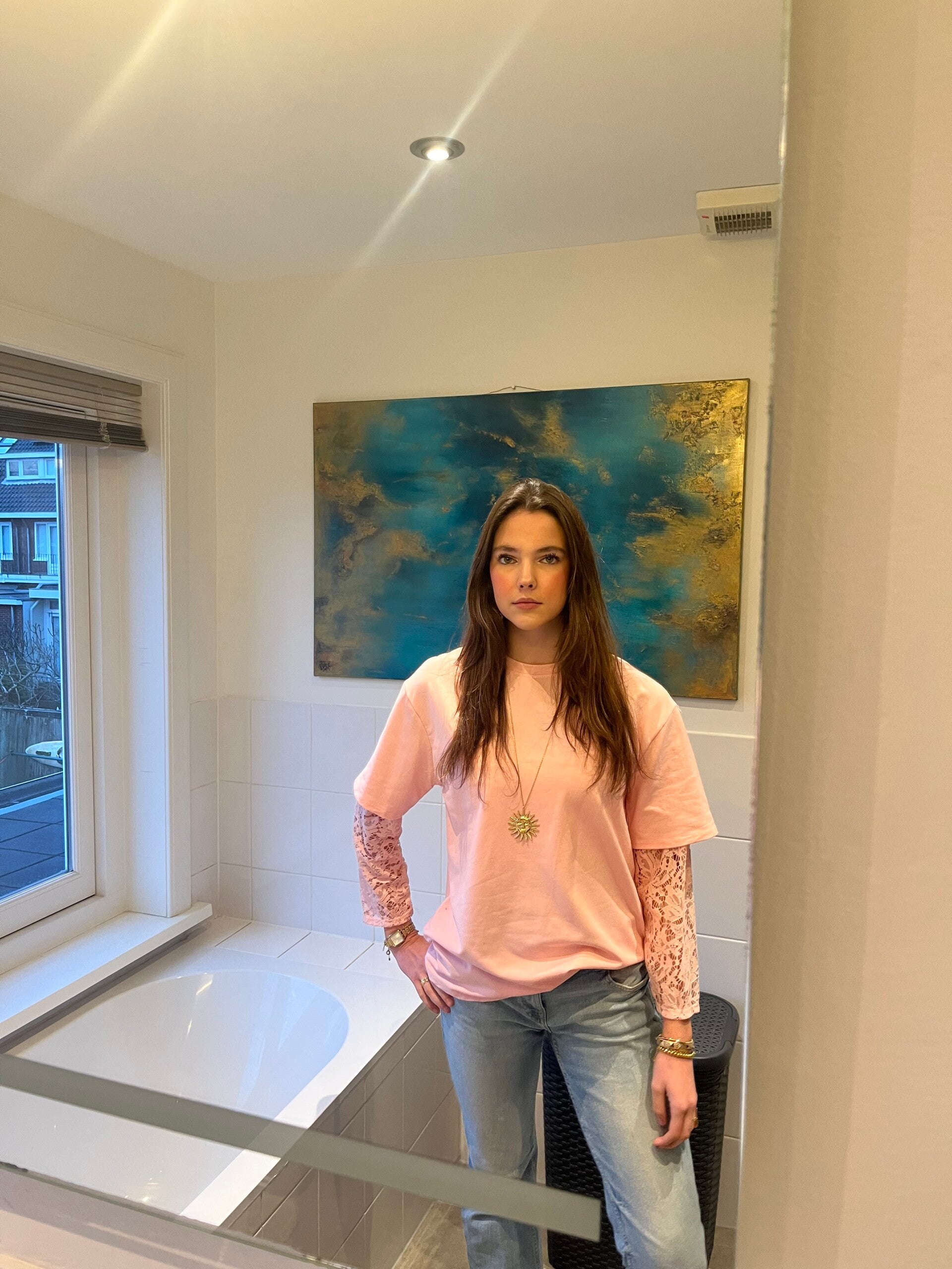 It girl lace shirt ★ pink