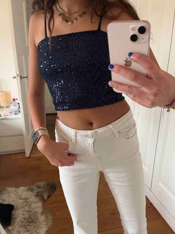 Glitter tube top ★ navy