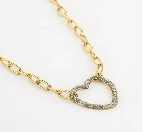Glitter Heart chain ★ goud
