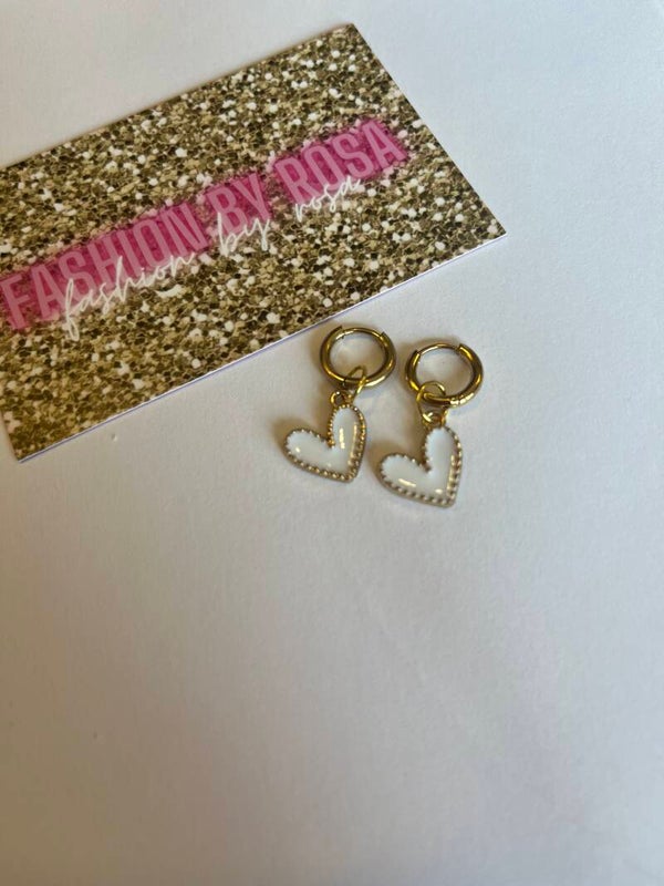 White Hearts setje  ★ oorbellen