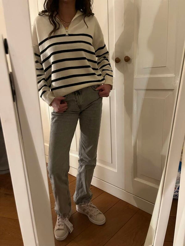 Stripes zip up sweater ★ black&white