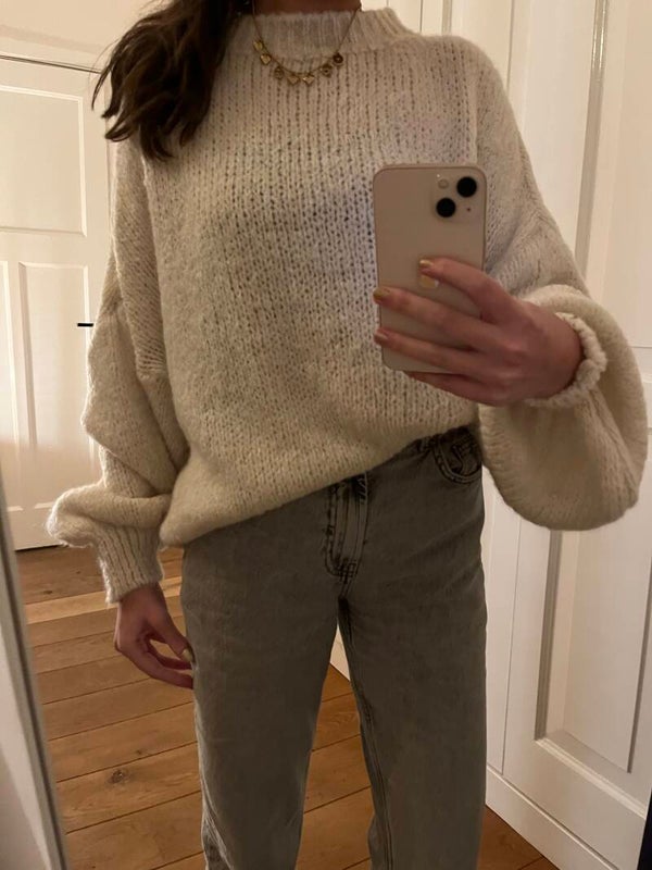 Comfy sweater ★ beige/wit