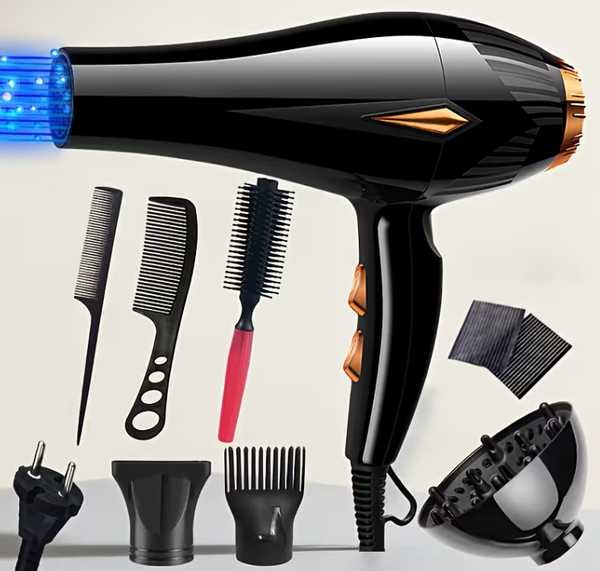 Sèche-cheveux haute puissance standard européen avec prise EU, comprend des accessoires