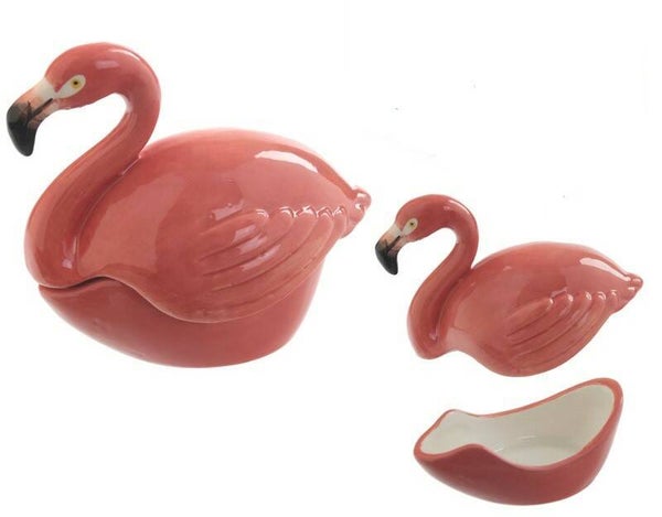 Sieradenbakje met deksel in vorm van flamingo