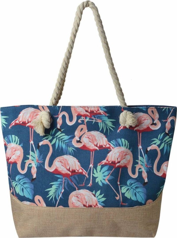 Strandtas met flamingo print