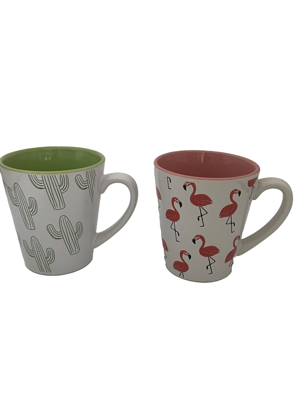 Mokkenset met flamingo en cactus