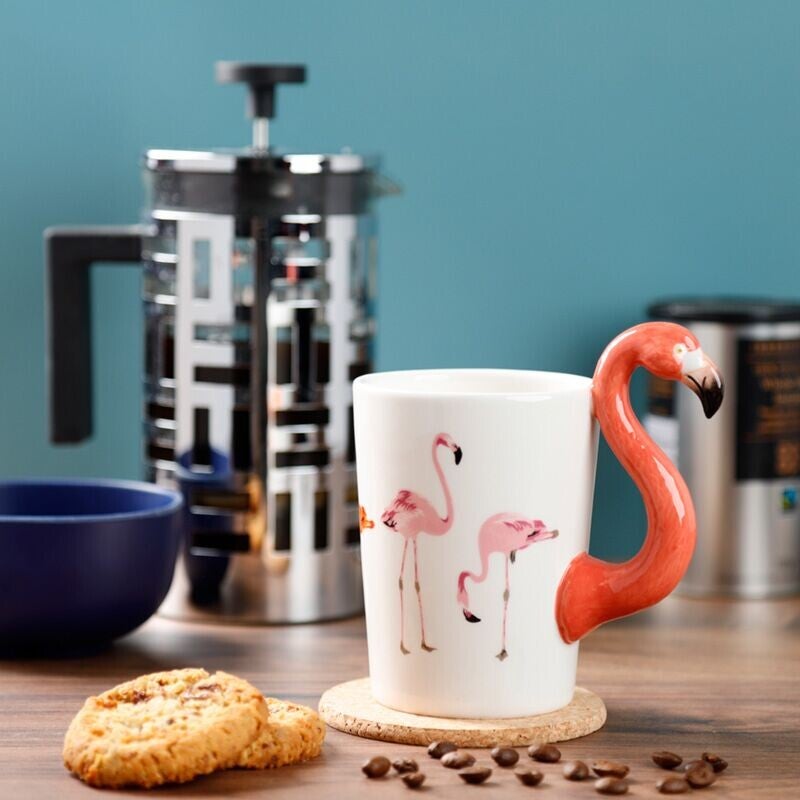 Tropische Flamingo Mok met 3D Handvat – Cadeauverpakking