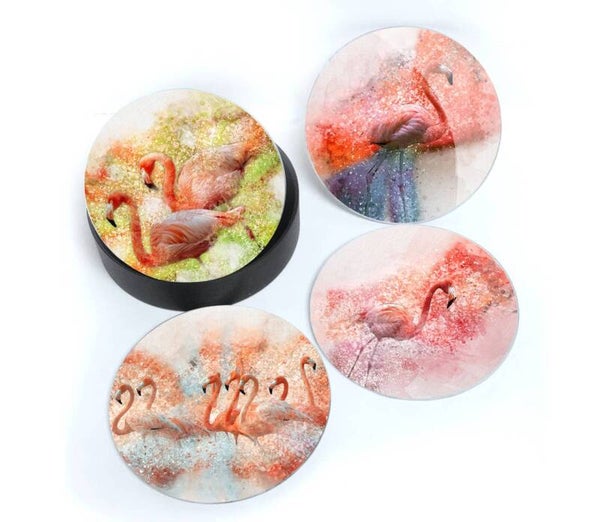 Flamingo Onderzetters – Tropische Set van 4