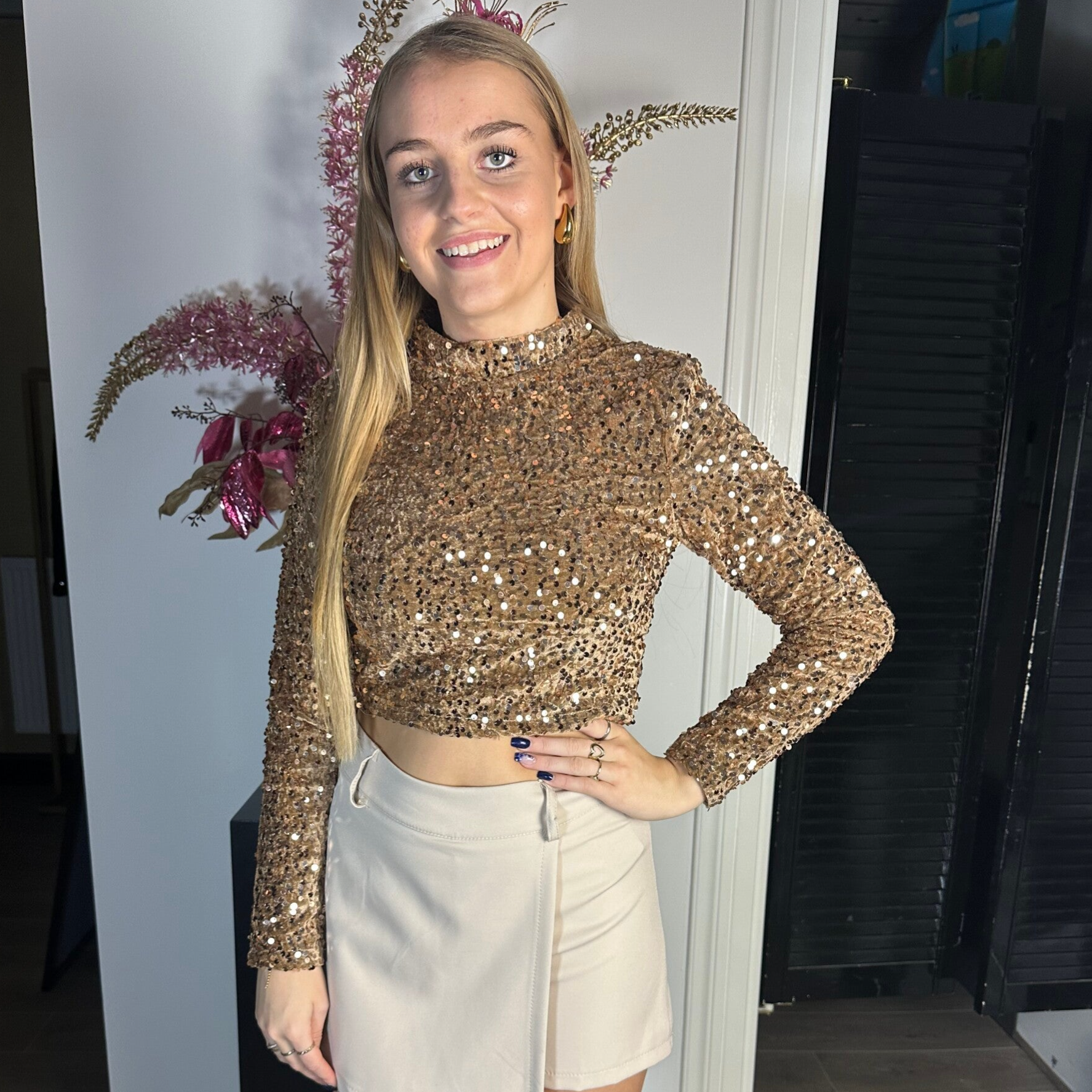 Top puck glitter goud