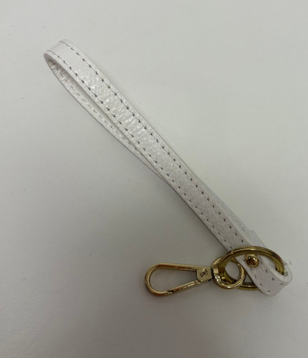 Telefoonkoord/taskoord leer wit goud