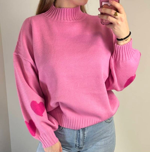 Trui roze hartjes