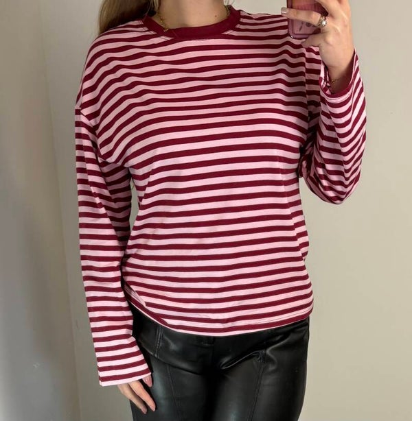Long sleeve strepen roze