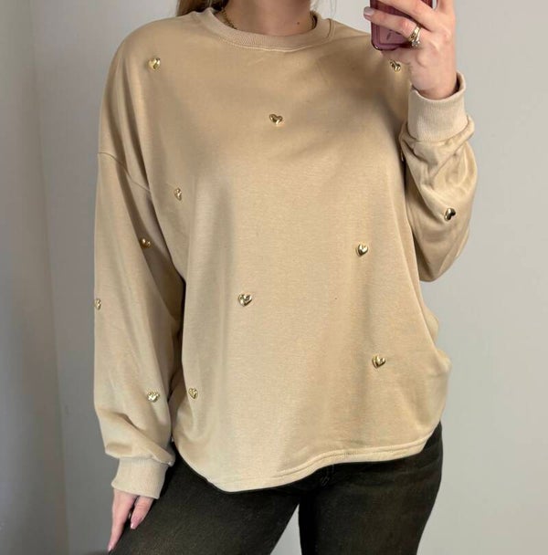 long sleeve hartjes beige
