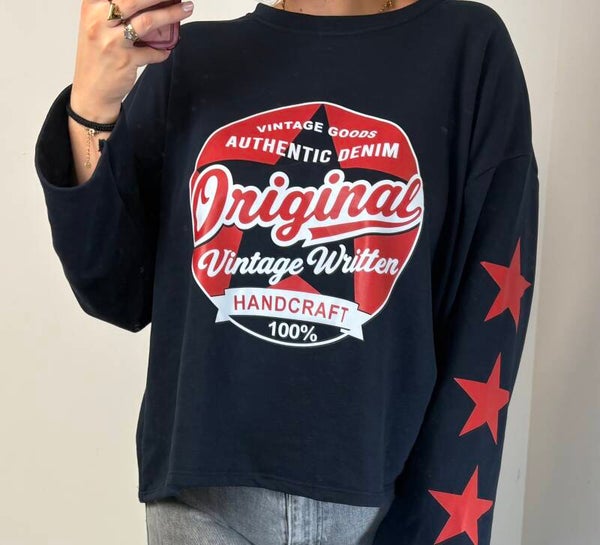 Longsleeve sterren rood navy