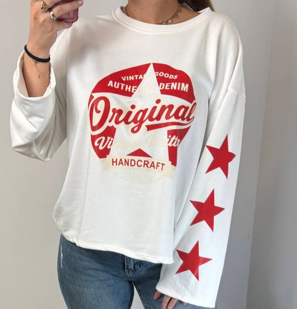 Longsleeve sterren wit