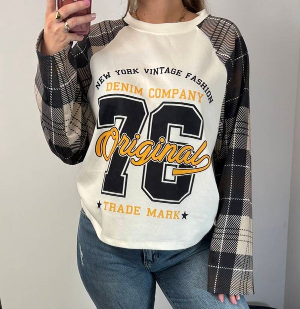 Longsleeve ruit zwart