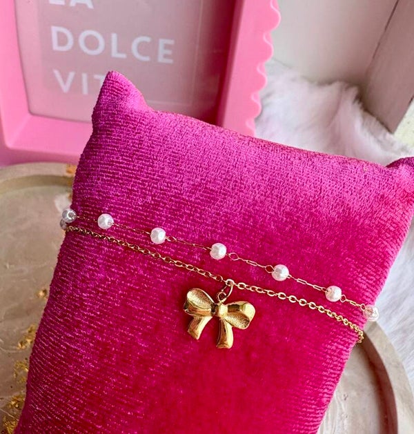 Armband dubbel strik goud