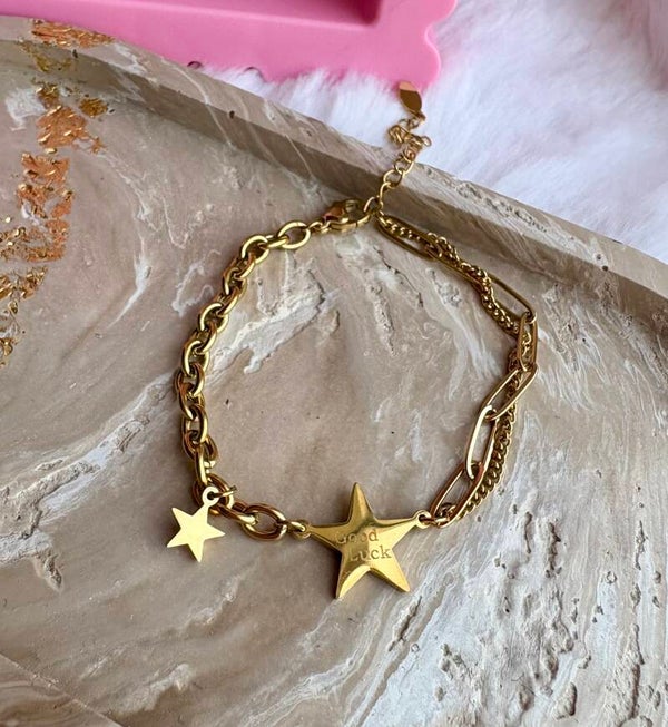 Armband good luck ster goud