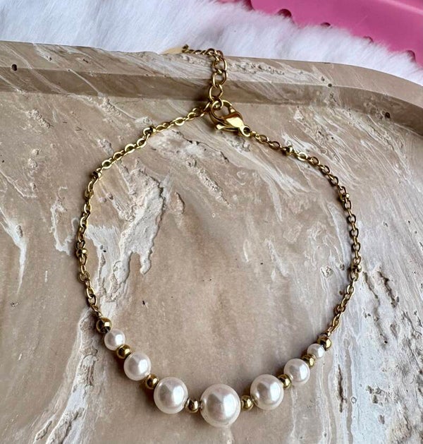 Armband pareltjes goud