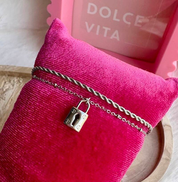 Armband dubbel lock zilver