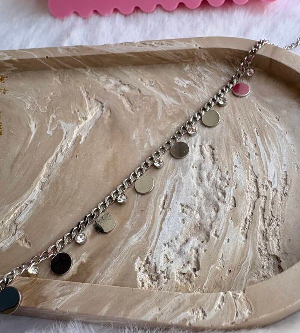 Armband cirkels met strass zilver