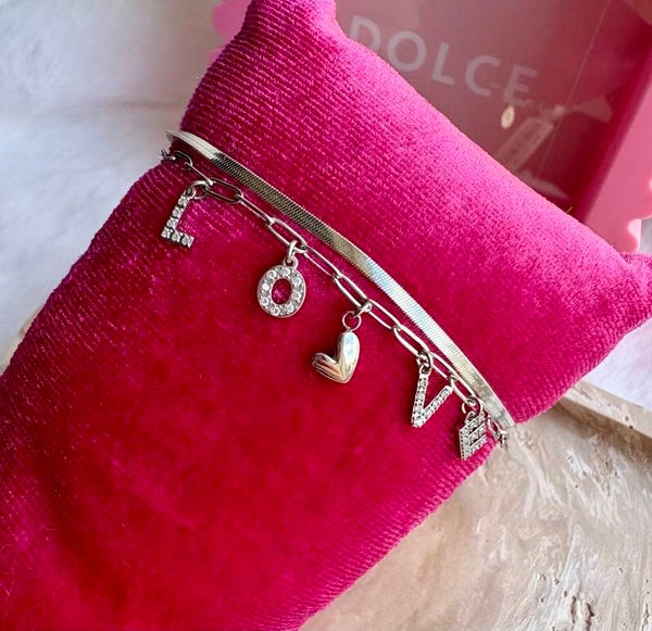 Armband dubbel love zilver