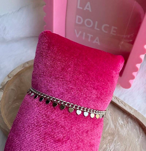 Armband hartjes zilver