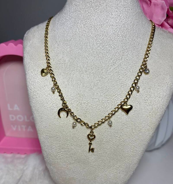 Ketting key to my heart goud