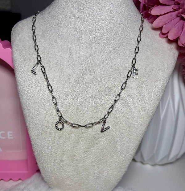 Ketting sparkle love zilver