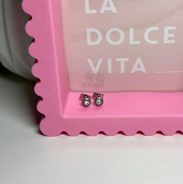 Oorknopjes marble zilver