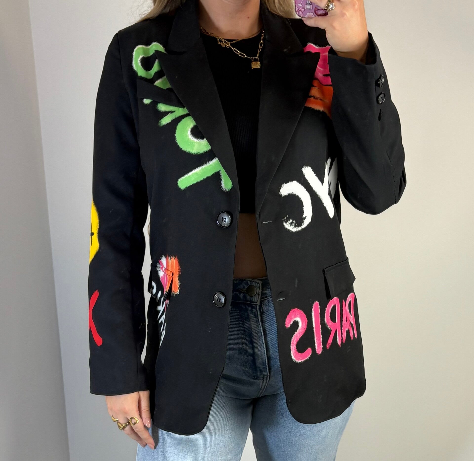 Blazer graffiti zwart