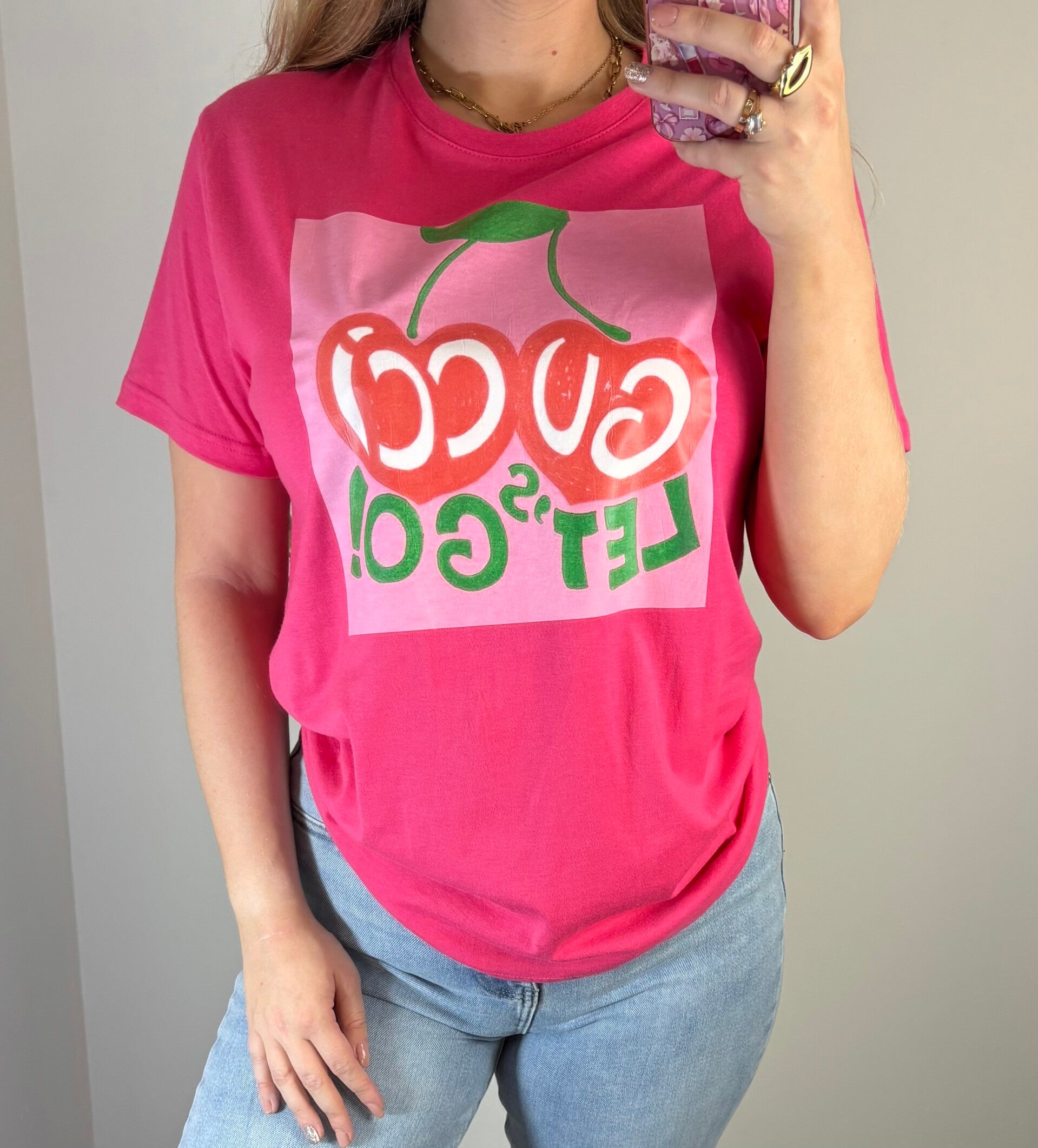 T-shirt kersen roze
