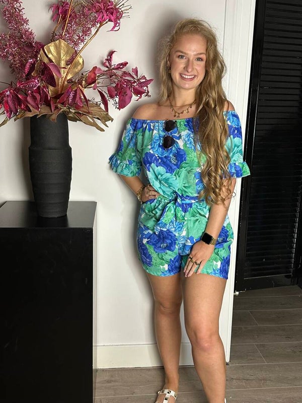 Playsuit groen blauw